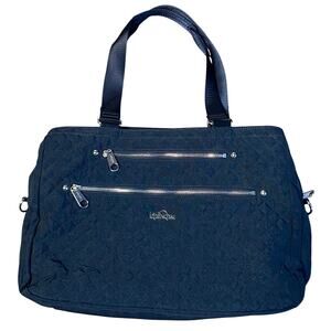 Kipling Quilted Shoulder Bag Large  Navy Blue with Silvertone Hardware
